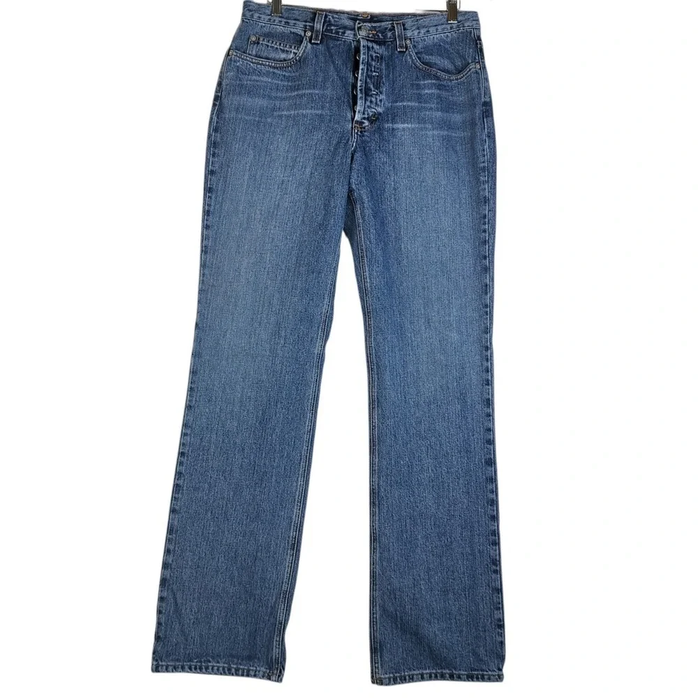 J. Crew T14 100% Cotton Denim Blue men's Jeans Straight Leg Made In USA 32x35